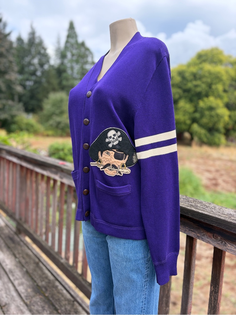 Polo by Ralph Lauren Vintage Rare Purple Pirate Varsity Cardigan Men’s Size L